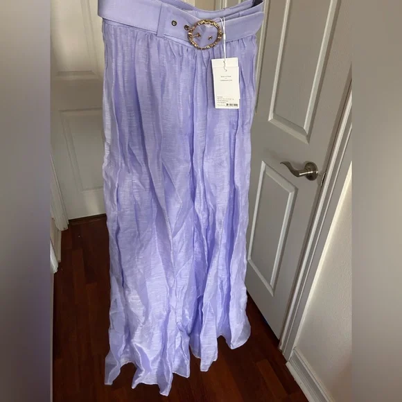 NWT Zimmermann Belted Linen Organza Maxi in Periwinkle Skirt 0 US4 - Picture 15 of 17
